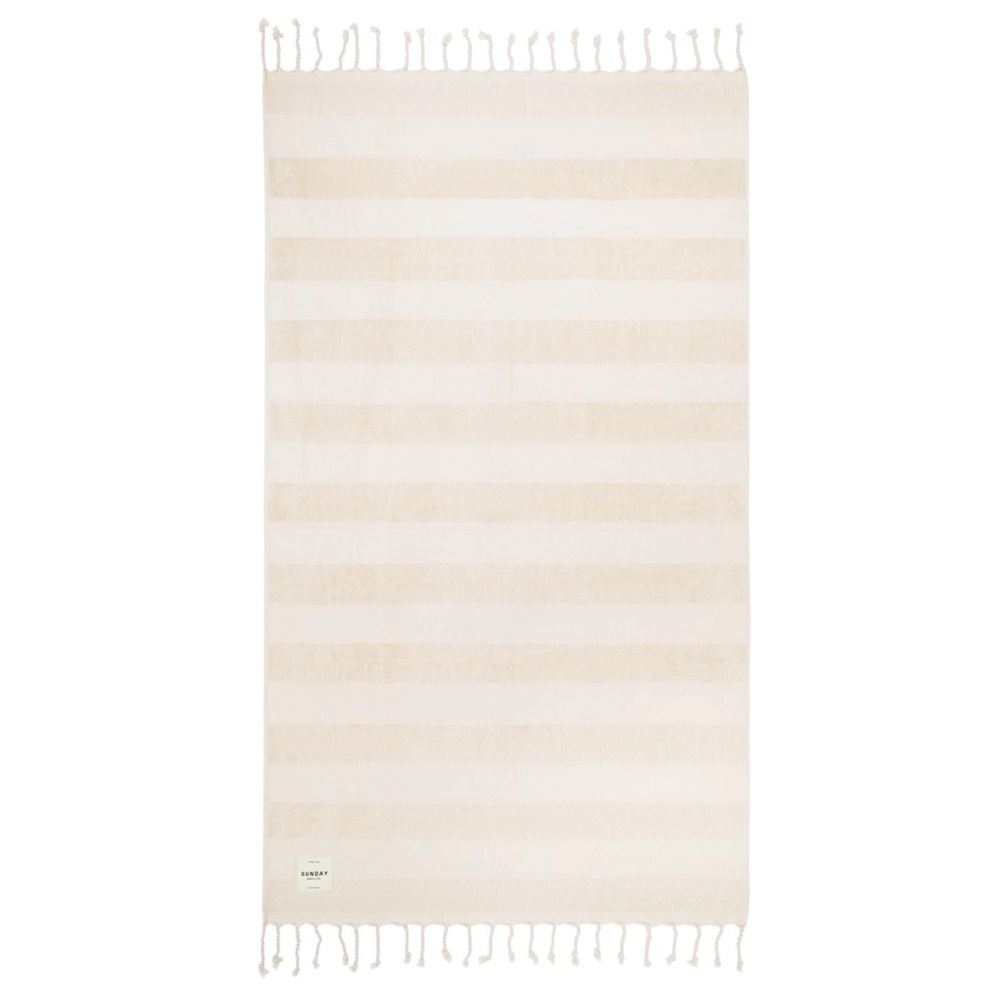 Sunday Supply Co Dunes Light Beige Stripe Turkish Beach Towel